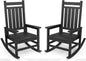 SERWALL Outdoor Rocking Chair Set of 2, HDPE Rocking Chairs for Adult, Black