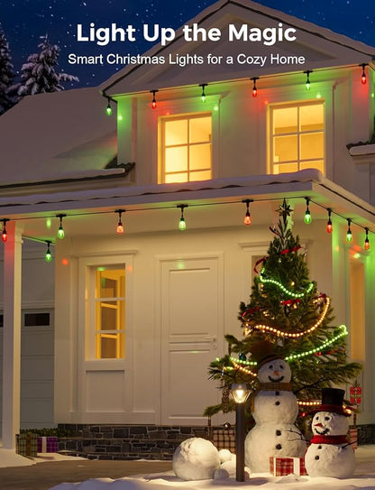 XMCOSY+ Outdoor String Lights Smart, 49Ft RGBCWIC Patio Lights Waterproof, App Control, Compatible with Alexa, Color Changing LED String Light for Outside Yard Garden Porch