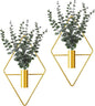 Jexine 8 Pcs Hanging Planters with Artificial Eucalyptus Metal Hanging Vase Indoor Plants Holder Modern Geometric Boho Bathroom Wall Decor for Living Room Home Office (Eucalyptus,Gold)