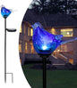 Afirst Solar Bluebird Garden Stake Lights - Hand Blown Glass Decorative Garden Pathway Lights Outdoor Waterproof Bird Glass Stakes