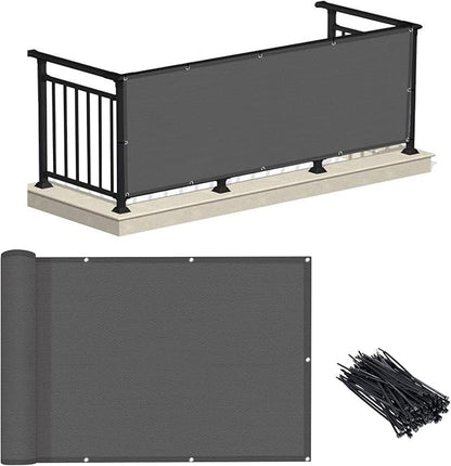LOVE STORY Balcony Privacy Screen, 3'x7' Deck Shield Screen Fence Cover,UV Protection and Weather-Resistant,3 FT Height for Deck, Patio, Backyard, Outdoor Pool, Porch, Railing, Dark Grey