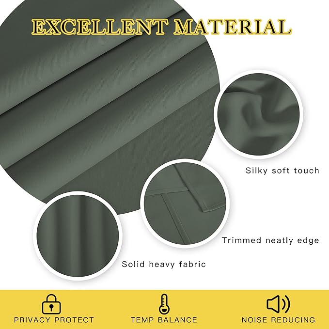 NICETOWN Blackout Living Room Curtain 95 inches Long - Grommet Thermal Insulated Window Treatment Energy Saving Sound Reducing Drape for Bedroom (Dark Mallard, 1 Panel, W52 x L95)