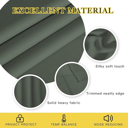 NICETOWN Blackout Living Room Curtain 95 inches Long - Grommet Thermal Insulated Window Treatment Energy Saving Sound Reducing Drape for Bedroom (Dark Mallard, 1 Panel, W52 x L95)