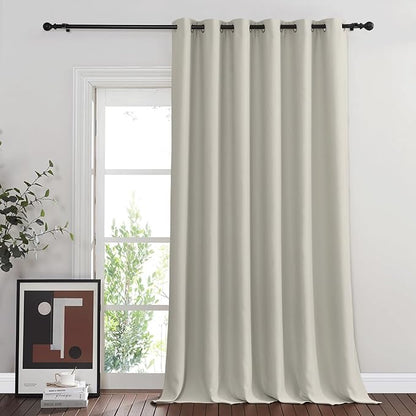 NICETOWN Blackout Room Divider Curtains for Sliding Glass Doors 102 Inches Long 1 Panel, Extra Wide Curtains for Doorway Patio Bedroom Living Room (Natural, 80Wx102L, 1 Panel)