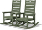 SERWALL Outdoor Rocking Chair Set of 2, Oversized Rocking Chair with Footboard for Adults, HDPE All Weather Resistant Rocking Chairs for Patio, 350lbs Weight Capacity,Avocado Green