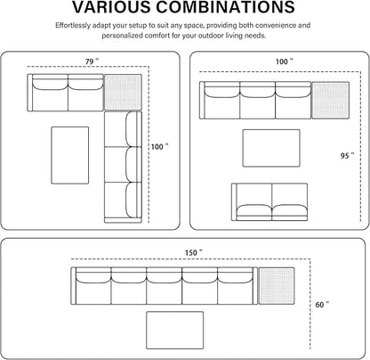 Belord 5-Seater Patio Conversation Set - 4 Piece Outdoor Sectional Furniture Set with Large Storage Box and Coffee Table Outdoor Patio Furniture Set for Garden Poolside Backyard Brown