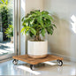 Idzo 2-Pack 12 Inch Acacia Wood Rolling Square Plant Caddy for Plant Pots, Heavy Duty Plant Stand with 360° Lockable Wheels, 264 lbs Capacity Caddy for Indoor and Outdoor Use, Natural Wood
