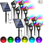 Solar Spotlights Outdoor Waterproof, RGB Landscape Spotlights, Christmas Decorative Solar Spot Lighting for Garden, Yard, Pathway, Lawn, Poolside, Party, 4-in-1 Mounted (RGB, 2 Pack)