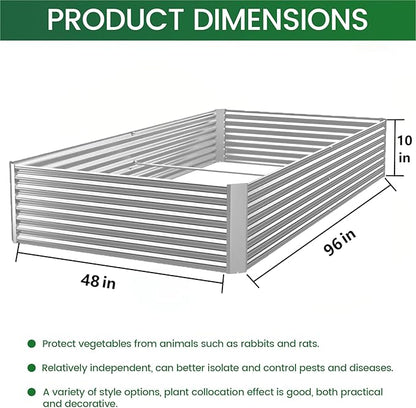 FRIZIONE 3pcs 8x4ft Galvanized Raised Garden Bed Outdoor,Above Ground Garden Bed for Vegetable,Metal Raised Beds for Flower,Steel Raised Beds for Gardening