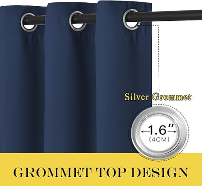 NICETOWN Bedroom Curtain 78 inch Length - Grommet Privacy Window Curtain & Drape Light Blocking Sound Reducing Window Treatments for Living Room (Navy, 1 Panel, W52 x L78)