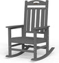 Oversized Outdoor Rocking Chair, HDPE All Weather Resistant Patio Rocking Chair, High Back Porch Rocking Chair, 380lbs Weight Capacity, Dark Grey