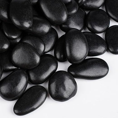 30 lbs Black Rocks for Planters, 1"-2" Decorative Rocks for Potted Plants, Polished Garden Stones for Outdoor Landscaping, Walkways, Yard, River Rocks for Flower Pots, Vase