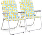 VINGLI Patio Lawn Webbed Folding Chairs Outdoor Beach Portable Camping Chair for Yard, Garden (2, Yellow, Oversized)