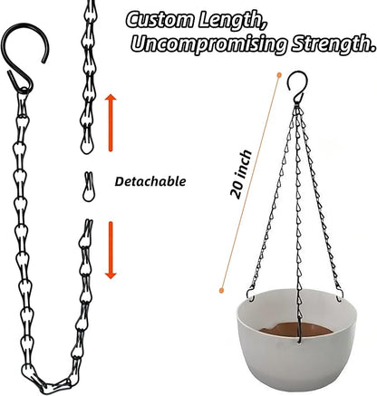 3 Pack, 20 Inch Hanging Baskets Chain, Hanging Chains with Hooks Flower Pot Chain Replacement Plant Hangers for Planters, Bird Feeders and Lanterns (Hook, 3)