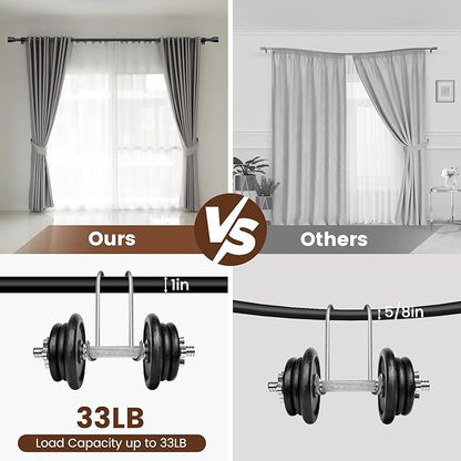 1” Diameter Curtain Rods Itself is 30 to 45 inch 1 Pack Fit 30-39 inch Window with Heavy Duty Adjustable Rod Matte Black Splicing Metal Extra Long Curtain Rod for Windows