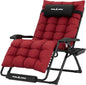 UDPATIO Oversized Zero Gravity Chair 29In XL Patio Reclining Chair with Cushion, Outdoor Folding Recliner with Pillows|Cup Holder|Foot Rest|Padded Headrest, Burgundy, Support 500LB