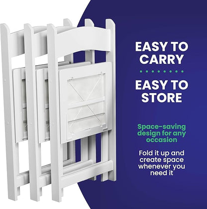 SIMPLEX 4 White Folding Chairs – Resin Stackable Foldable Chairs with Padded Seats – Comfortable White Folding Chairs for Indoor/Outdoor Events – Lightweight Resin Chairs (4 Pack)