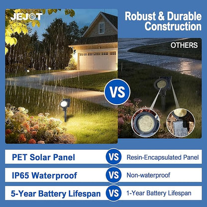 Solar Lights Outdoor Waterproof IP65,3000K Super Bright LED,2 Lighting Modes, Solar Powered Yard Garden Solar Spot Lights for Flag Landscape Auto On/Off-2 Pack
