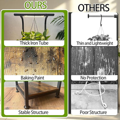 Plant Stand Indoor with Grow Lights, Hanging Plant Stand Plant Shelf Indoor, 65'' Tall Plant Stands Plant Holders for Indoor Plants, Living Room, Bedroom, Balcony