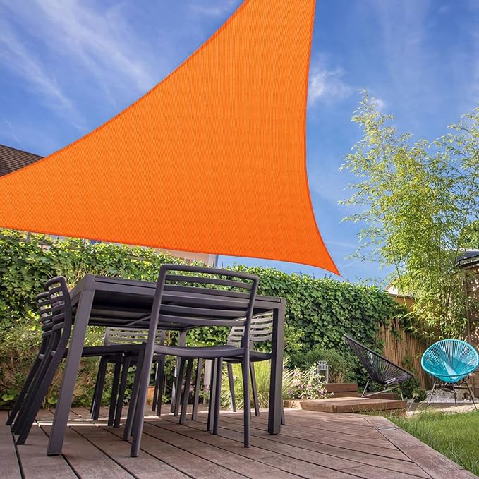 E&K Sunrise 12' x 12' x 12' Sun Shade Sail Triangle Canopy Shade Cover UV Block for Patio Backyard Garden Outdoor (Orange)
