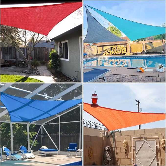 E&K Sunrise 22' x 22' x 22' Sun Shade Sail Triangle Canopy Shade Cover UV Block for Patio Backyard Garden Outdoor (Turquoise)