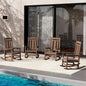 SERWALL Oversized Rocking Chair Set of 4 Outdoor, HDPE Outdoor Rocking Chair Set of 4, Coffee
