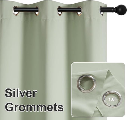 RYB HOME Outdoor Curtains for Patio Waterproof Block Sunlight Thermal Insulated Privacy Assured Thick Outside Curtains for Porch, Gazebo, Pergola, W52 x L95, Sage Green, 1 Panel