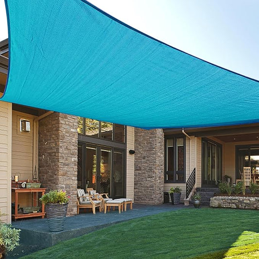 LOVE STORY Custom Size 6'x12' Turquoise Blue Sun Shade Sail Rectangle UV Block Canopy Patio Sail Sunshades Fabric for Outdoor Garden Carport (We Make Custom Size)