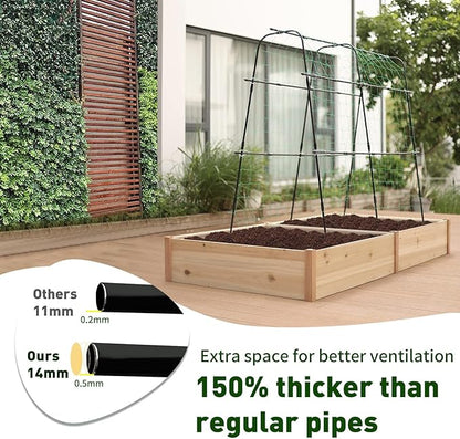 Lalahoni Cucumber Trellis, 5.3x5.3 Feet Metal Garden Arch Plant Support for Climbing Plants Outdoor Vegetable Fruit Flower Vine Peas Beans Trellis for Raised Bed, Lightweight, Black