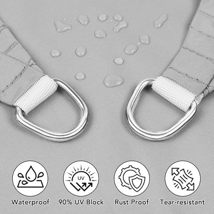 Artpuch Waterproof Sun Shade Sail, 10'x13' Light Grey Rectangular, UV Resistant Rain Canopy, Curved Edges Shade Cloth for Outdoor Patio, Deck, Yard