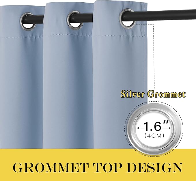 NICETOWN Blackout Doorway Curtain Drape 78 inch Long - Grommet Noise Reducing Thermal Insulated Solid Modern Window Treatments for Bedroom Closet (1 Panel, 52 x 78 Inch, Vintage Blue)