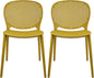 2xhome Set of 2 Patio Dining Chairs | Modern Stackable Outdoor Pool Side Chair | Weather Resistant Plastic for Yard, Porch, Balcony, Kitchen, Yellow