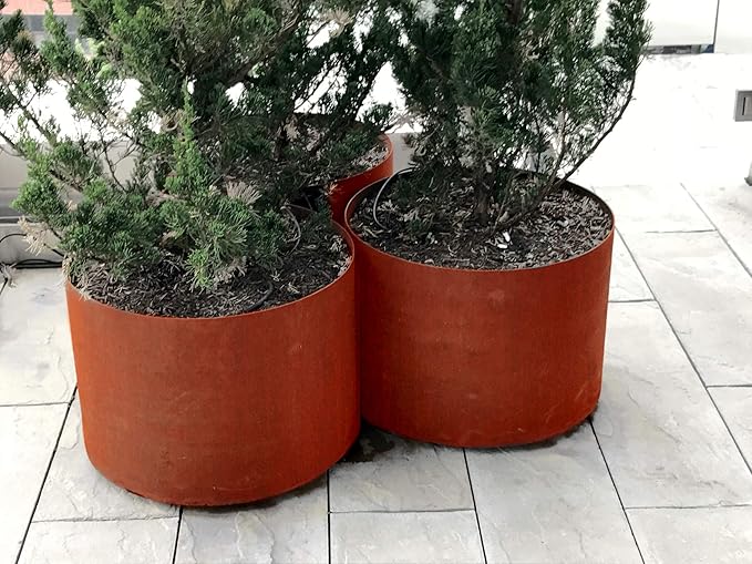 Plantercraft Corten Steel Planter 48 Inch | Large Round Planters for Outdoor Plants & Modern Raised Garden Bed | Extra Large Outdoor Planters for Commercial & Residential Landscape Design