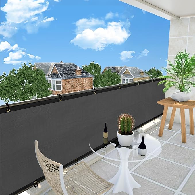 UPGRADE Fence Privacy Screen 5' x 25' Fence Commercial Shade Cover with Brass Grommets Heavy Duty Perfect for Outdoor Back Yard-Dark Grey, Customizable