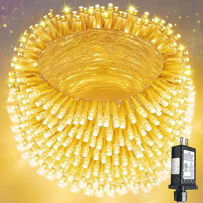 Super-Long 180FT 500 LED Christmas String Lights Indoor Outdoor,13 Modes Warm White Christmas Lights Waterproof, Twinkle Fairy Lights Plug in Clear Wire for Christmas Tree Bedroom Wedding Party