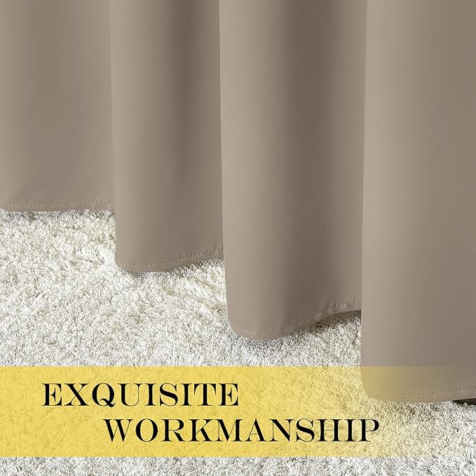 NICETOWN Blackout 108 inch Curtains for Sliding Glass Door, Grommet Thermal Insulated Room Darkening Window Treatment Sound Reducing Drapes for Room Divider, 1 Panel, W52 x L108, Taupe