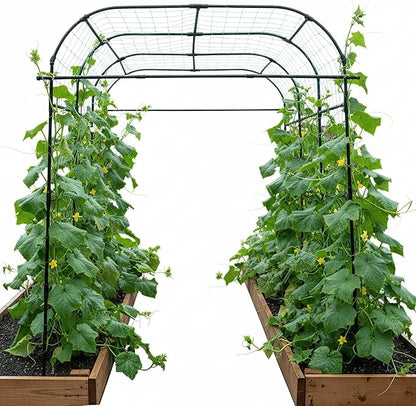 Wide Arch Trellis 7FT Extra Tall Garden Trellis Arch – Sturdy Plastic Coated Steel Metal Arch for Garden Climbing Plants & Vegetables, Weather-Resistant Outdoor Cucumber Trellis Arch