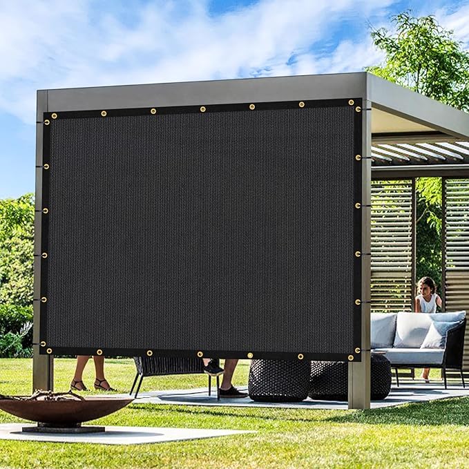 Artpuch Outdoor Pergola Shade Cover 9x20 FT Sun Shade Cloth with Grommets Black 90% UV Protection Canopy Patio Privacy Screen (Customized Available)