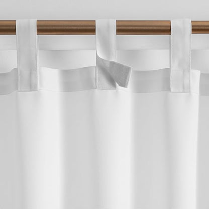 Elrene Home Fashions Matine Weatherproof Tab-Top Indoor/Outdoor Solid Color Curtain Panel for Porch, Pergola, Patio, Deck, 52”W x 108”L, White