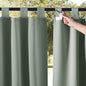 NICETOWN 2 Panels Outdoor Sage Green Curtainss Waterproof for Patio, Detachable Sticky Tab Top Weighted Blackout Sun & Rain Block Window Treatment, Privacy for Gazebo/Porch, W52 x L95
