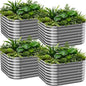 4 PCS Galvanized Raised Garden Bed Outdoor, Metal Garden Bed for Vegetables, Above Ground Garden Box for Flower, Steel Raised Beds for Gardening - 2FT