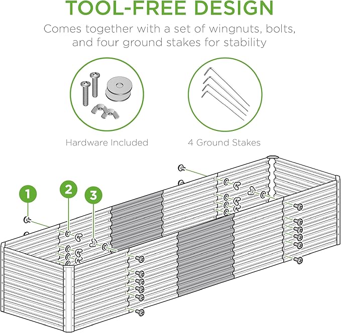 Best Choice Products 8x2x2ft Raised Outdoor Metal Garden Bed, Deep Root Box Planter for Vegetables, Flowers, Herbs, 240 Gallon Capacity, 100% Non Toxic Materials - Mist Blue