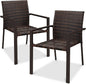 Best Choice Products Set of 2 Stackable Outdoor Wicker Dining Chairs All-Weather Firepit Armchair w/Armrests, Steel Frame for Patio, Deck, Garden, Yard - Brown