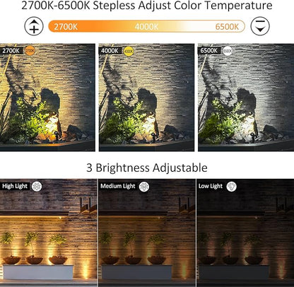 CLY Solar Landscape Spotlights, Solar Lights Outdoor IP66 Waterproof, Remote Control 2 Dynamic Modes 3 Brightness Adjustable 2700-6500K Auto On/Off 11M Cable for Garden Pathway Trees Flag 3 in 1