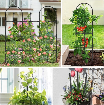 2 Pack Trellis for Climbing Plants Outdoor,47.2" H Garden Trellis,Rustproof Garden Arch Trellis Cucumber Tomato Support Structure for Raised Bed
