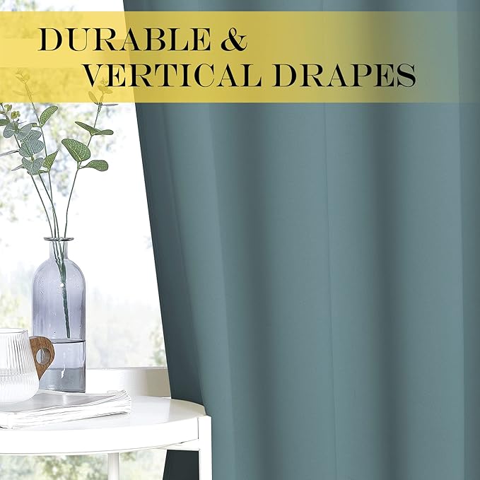 NICETOWN Blackout Sliding Glass Door Curtains, Room Darkening Thermal Insulated Curtains for Living Room Bedroom, Extra Wide Window Drapes, 1 Panel, W80 x L118, Greyish Blue