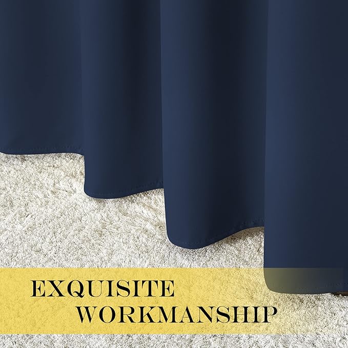 NICETOWN Navy Blue Blackout Bedroom Window Curtain, Grommet Privacy Window Treatment Energy Saving Thermal Insulated Room Darkening for Boys Room, 1 Panel, W46 x L72