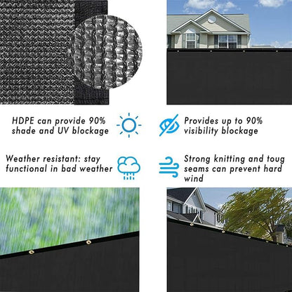 UPGRADE Privacy Fence Screen 4'x68' Black Outdoor 90% Visibility Blockage 170 GSM Mesh Shade Cover Panels for Backyard,Balcony,Home Decoration with Zip Ties,Customized Avaliable