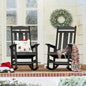 LUE BONA Outdoor Rocking Chairs Set of 2, Weather Resistant Poly Plastic Rocker, 350lb Heavy Duty, Oversized Porch Rocker for Adult, High Back Smooth for Outdoor & Indoor, Black
