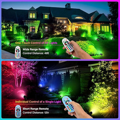 Halloween Christmas Spotlight Outdoor Color Changing Landscape Spotlights,12W RGBW LED Outdoor Spot Lights for Yard Garden Decor,Waterproof 110V Plug in Landscape Lighting with Remote,6 Packs